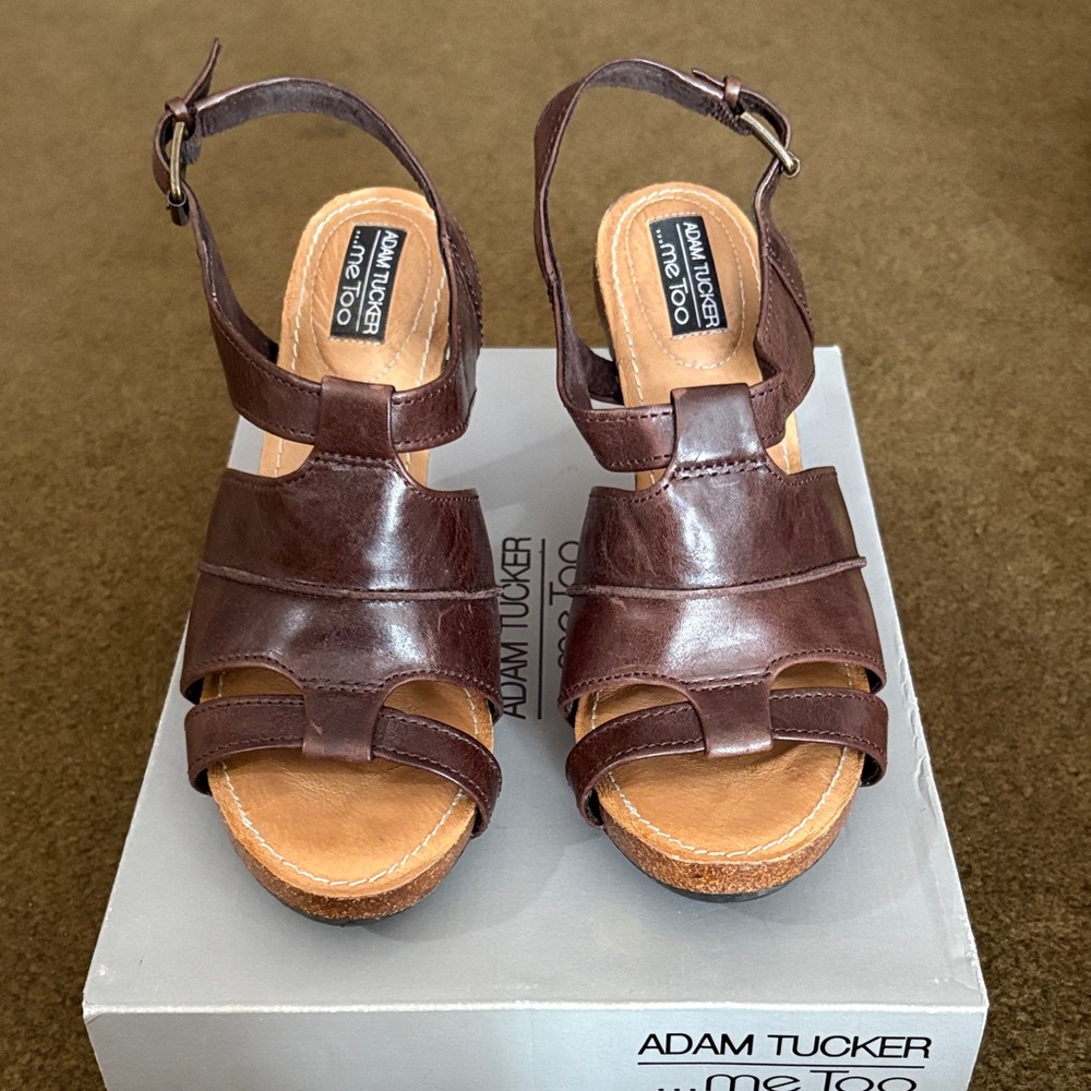 Adam Tucker Dark Brown Leather Sandals